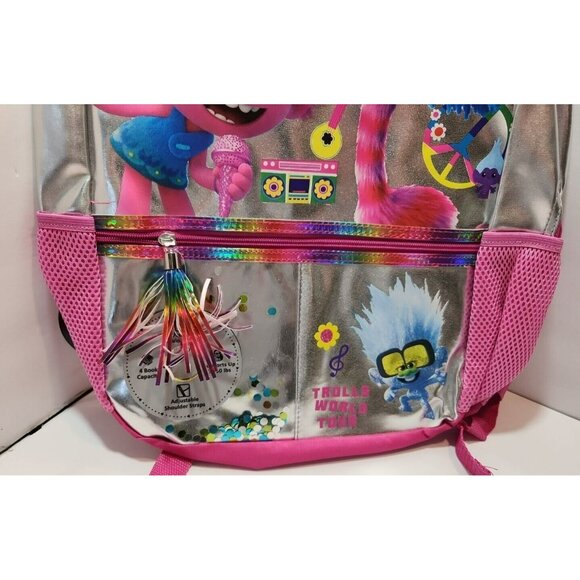 Trolls World Tour Backpack Pink & Silver NWT School Bookbag Poppy Up to 50 lbs. - Picture 3 of 7